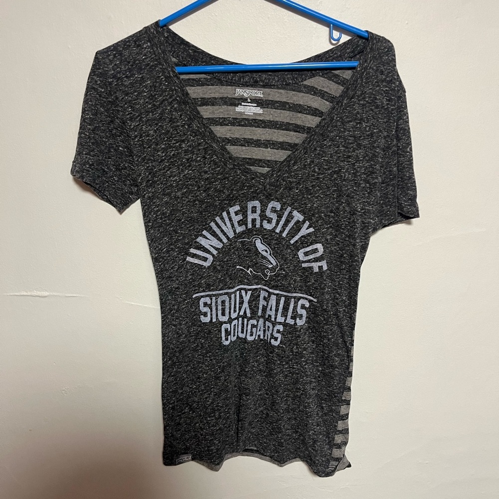 University of Sioux Falls JanSport Black and Gray Striped Top